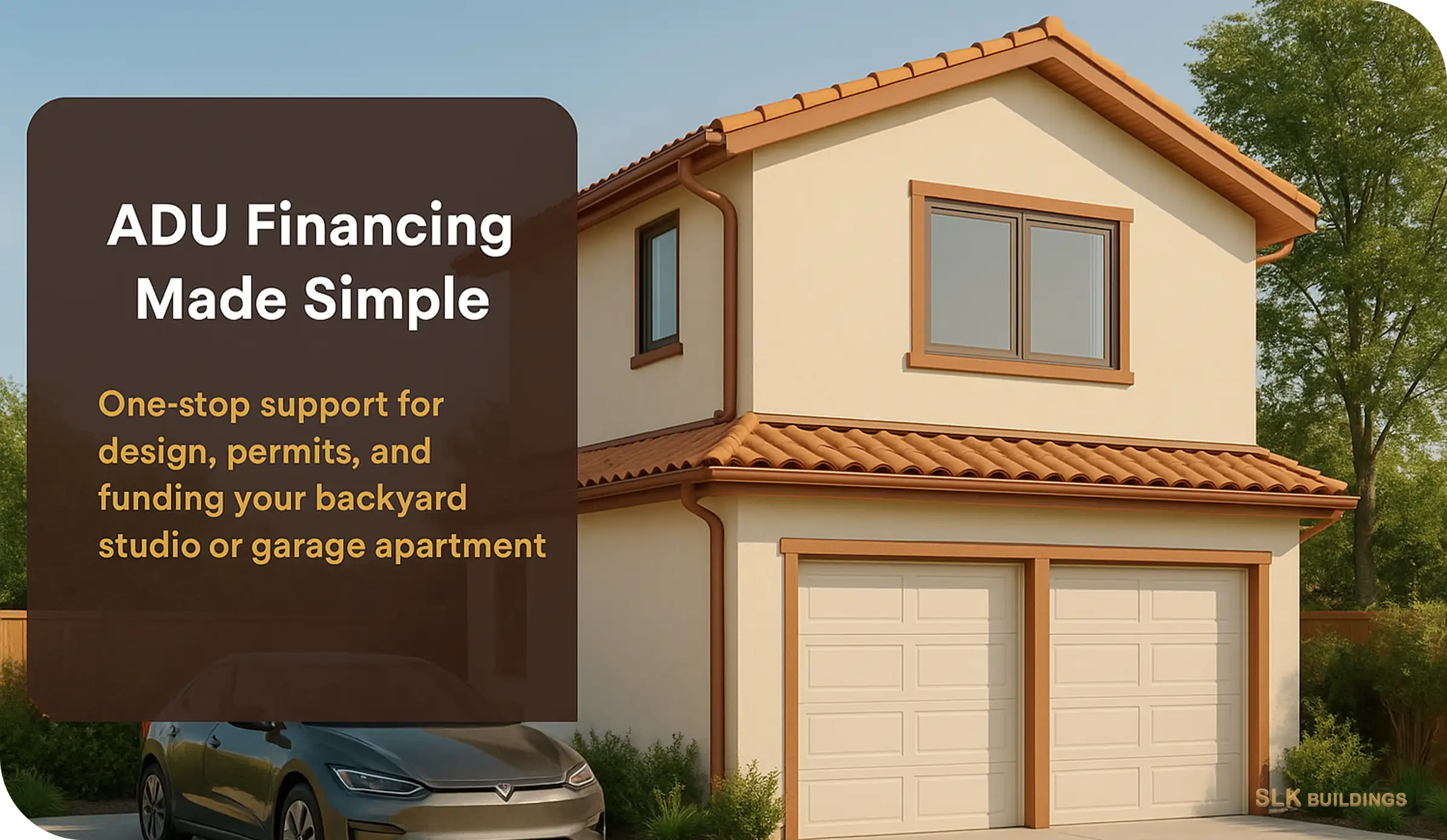 ADU Financing in New York City | Grants, Loans, and Construction Support 2 Two-car garage with an accessory dwelling unit above, illustrating ADU financing options and design support by SLK Buildings