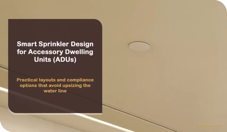 NYC ADU sprinkler requirements — residential ceiling with discreet sprinkler head; practical ways to comply without a bigger water line.